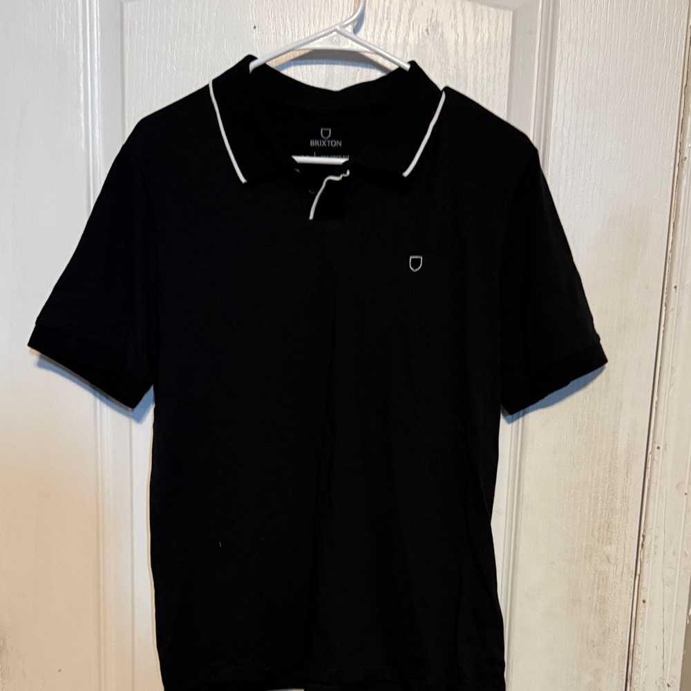 Brixton Men's Polo Shirt in Black with White Accents